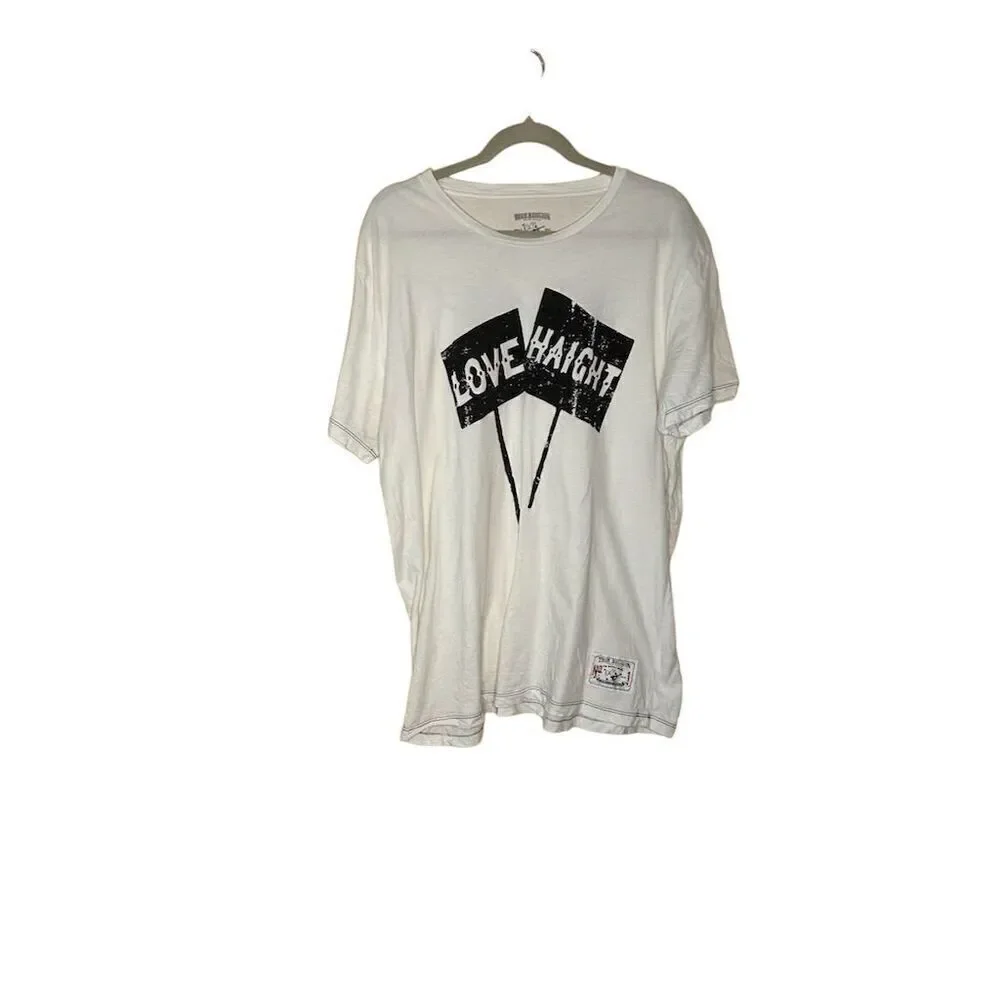 True Religion Love Haight Men's Graphic T-Shirt White XXL Short Sleeve C…